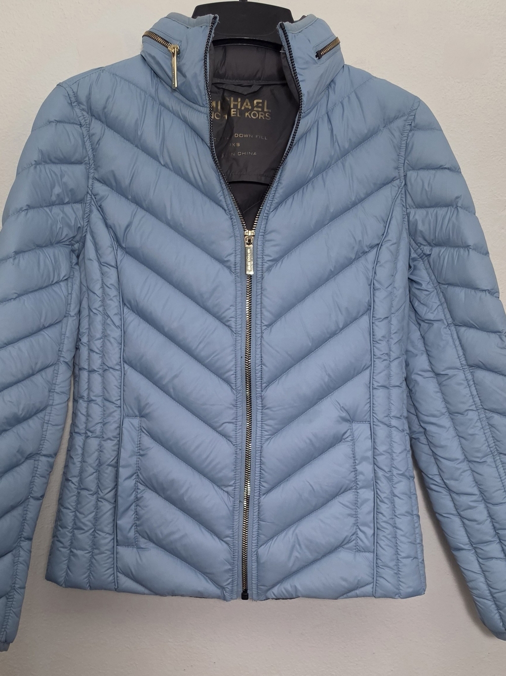 Michael Kors Packable Down Puffer Jacket Blue Gold PXS